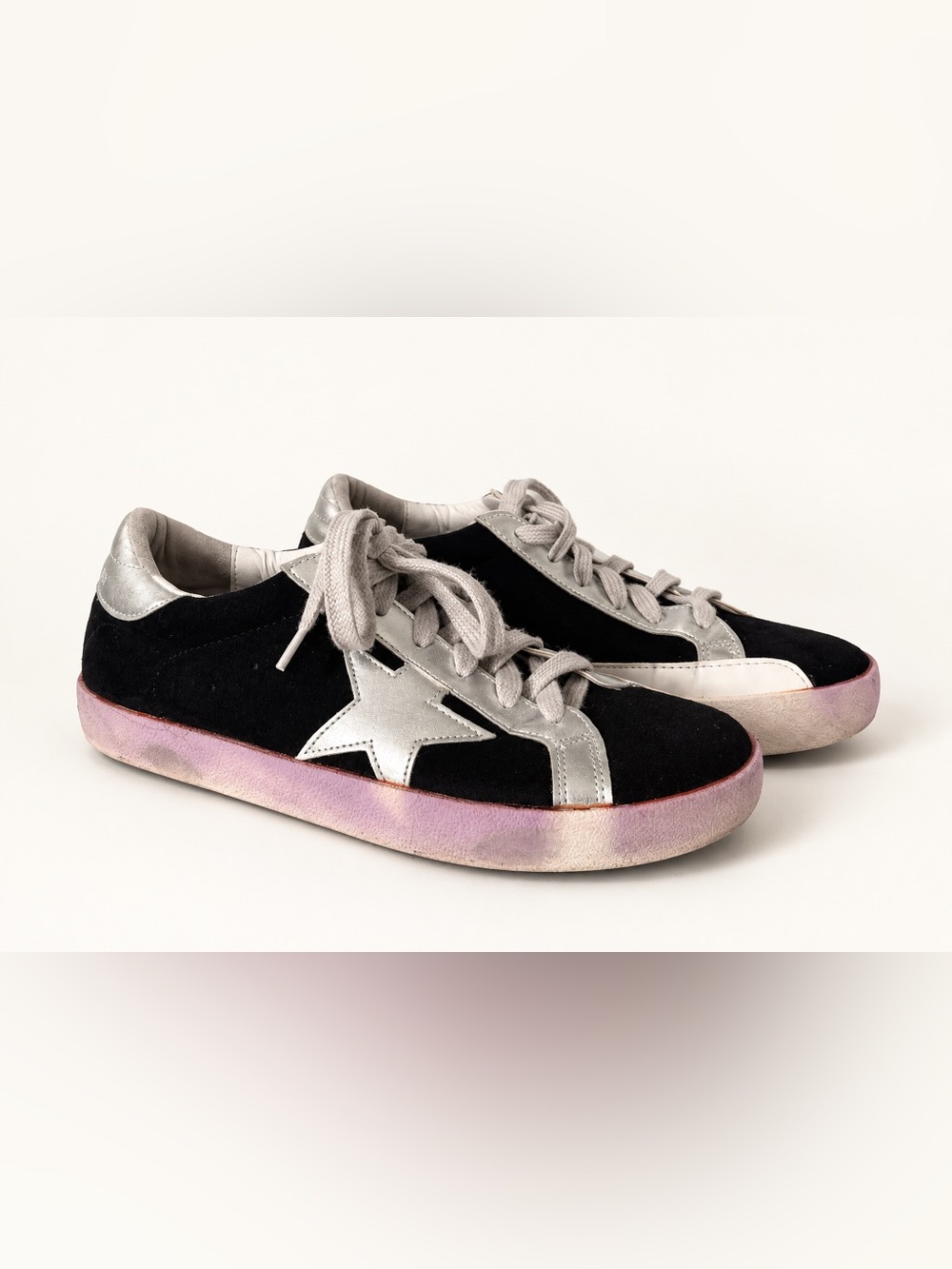 Golden Goose Black Suede Sneakers with Silver Star